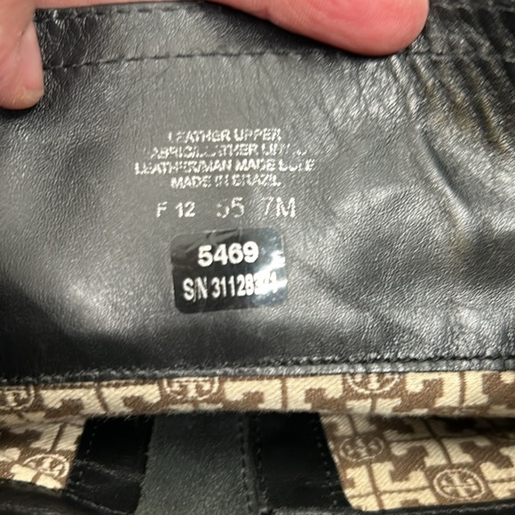 Tory Burch Julian Black Pebble Leather with Gold Emblem Tall Riding Boots Size 7 - Picture 16 of 16